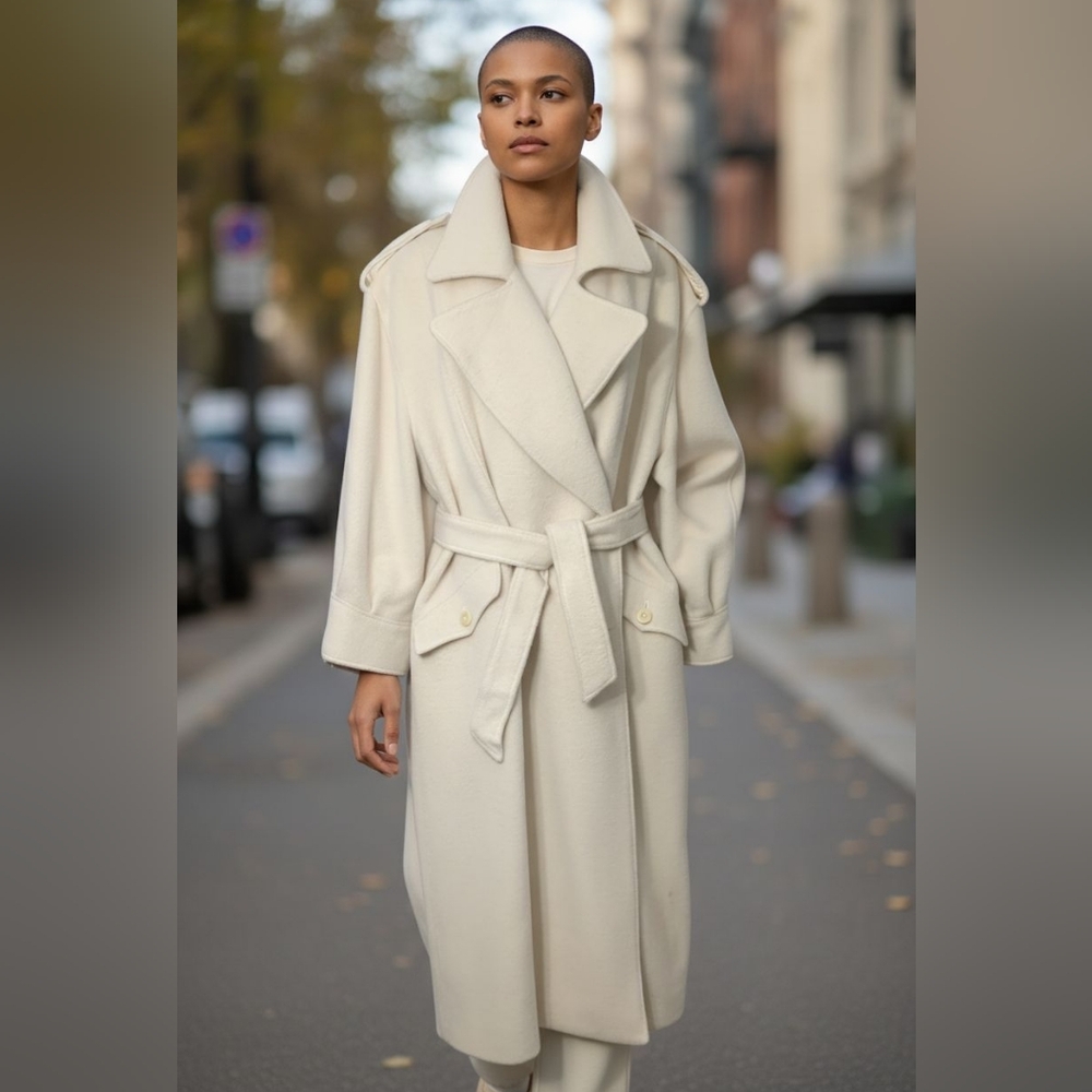 Harve Benard Cream Belted Coat
